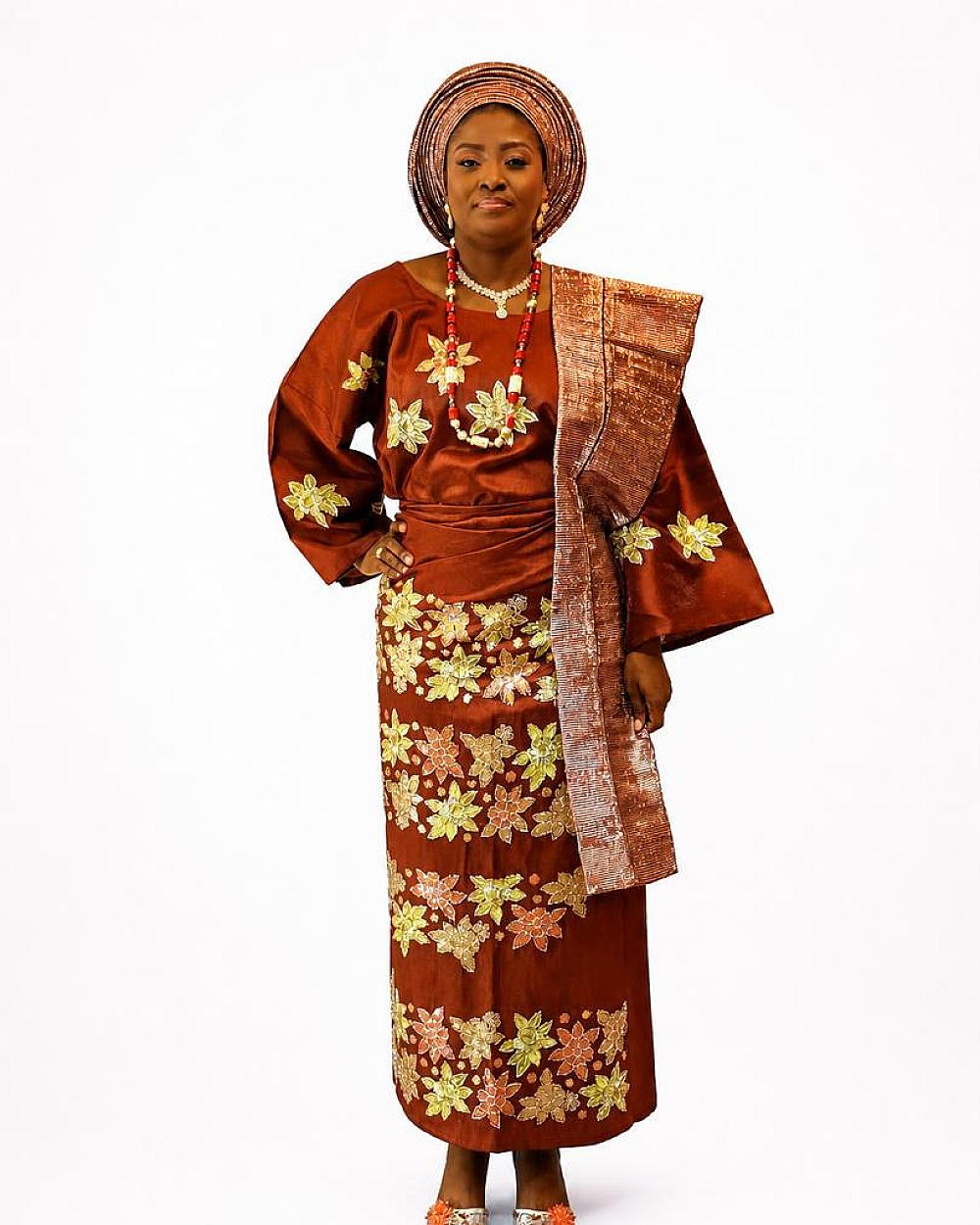T&T Regal Ember Beaded Aso-Oke